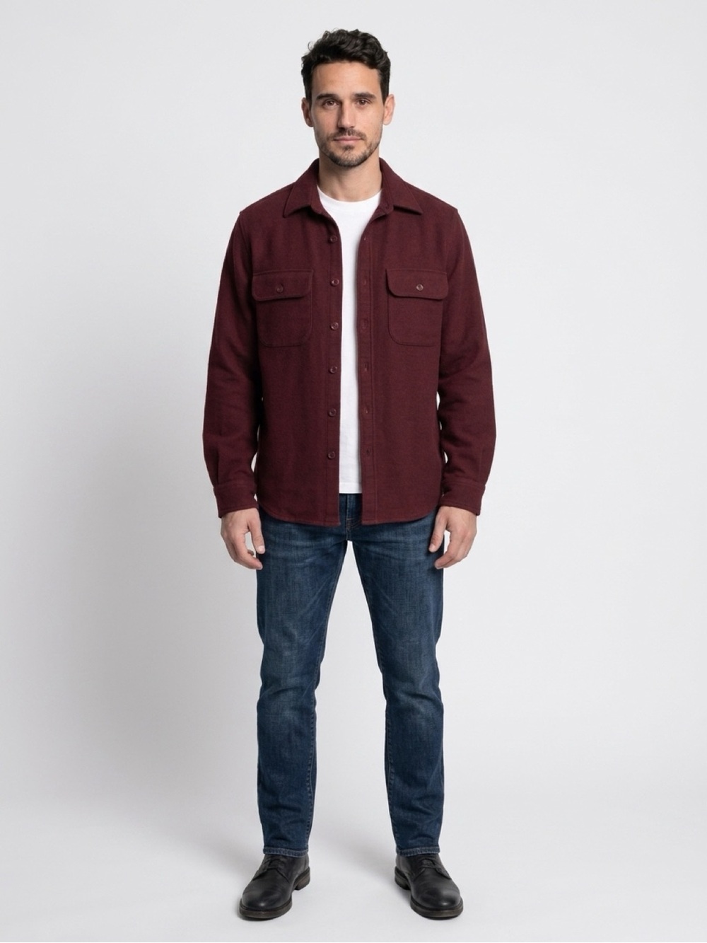 JCrew Oarsman Chamois Flannel Men’s Size M Maroon Heavyweight Button Up (10490)